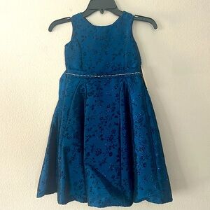 Donna Flocked Dress (Dorissa) Midnight Blue Size-6
